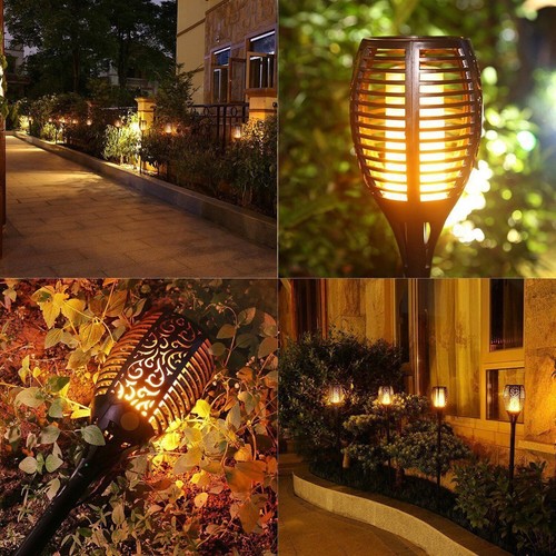 Solarleuchte Garten Fackeln 96LEDs Solar Fackel Gartenleuchten Solar 2tlg