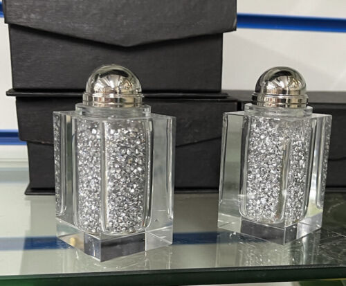 Mini Crushed Diamond Glass Salt  & Pepper Set 