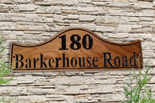 Personalised  Oak//Pine Carved House Door Number Name Wooden Sign Plaque Outdoor