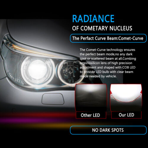 Pair H7 120W 10800LM COB LED Headlight Bulbs Kit High//Low Beams 6000K White Lamp