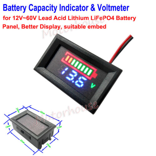 Digital LED Car Battery Capacity Percentage Level Indicator Voltage Panel Meter