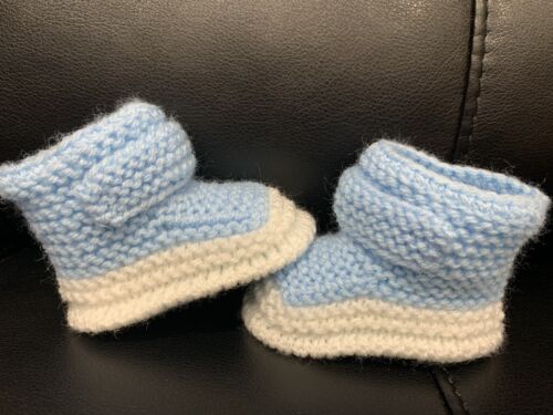 Hand knitted Romany Bling baby Boy booties 0-3months