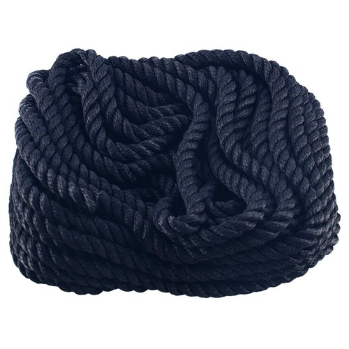 3//8 x 35/' REAL NYLON Black anchor rope dockline 3 Strand Twisted Multipurpose