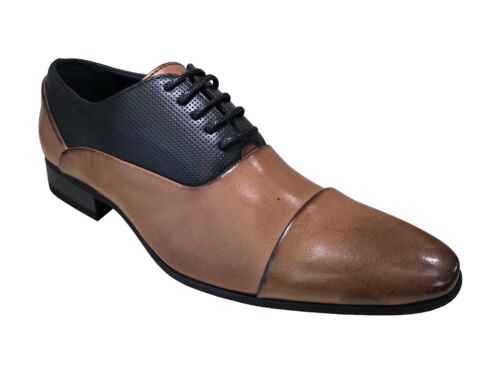 Tayno BELLAMY Men/'s Oxfords Cap Toe Brown//Black Dress Shoes