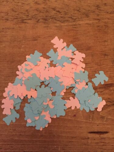 200 Pieces Pink & blue teddy baby shower confetti-pastel girl/boy 