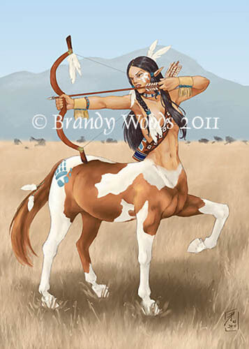 Native American Indian CENTAUR archer aceo ethnic fantasy art Brandy Woods