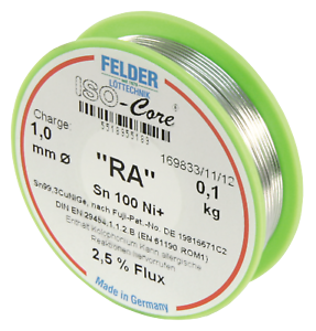 Weld felder iso-core /"ar/" 1,0mm lead free sn 100/% ni pro 100g 100g