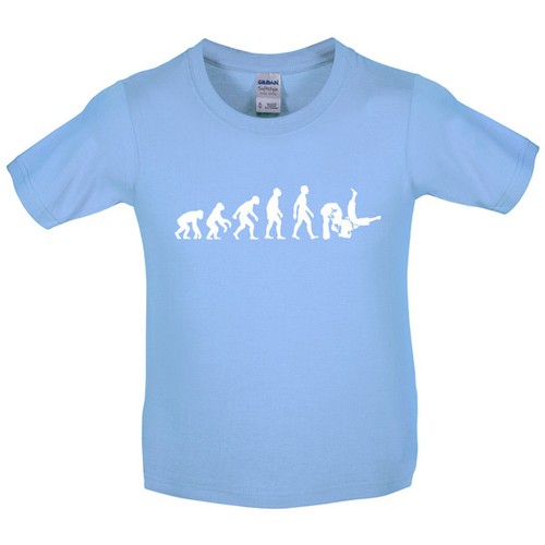 8 Colours XS-XL Martial Arts Childrens T-Shirt Evolution of man Judo Kids