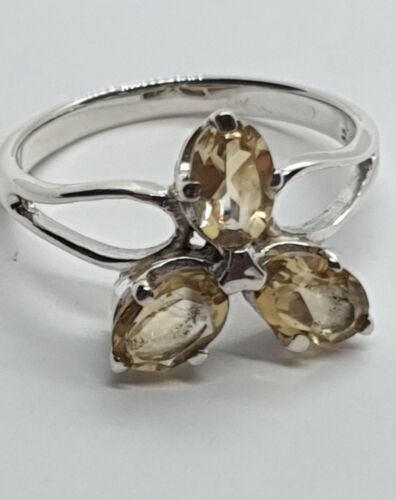 925 STERLING SILVER AND CITRINE RING SIZE Q 1//2
