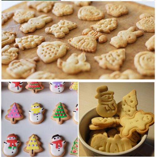 4Pcs Christmas Cookie Biscuit  Plunger Cutter Mould Fondant Cake Mold Baking BW 