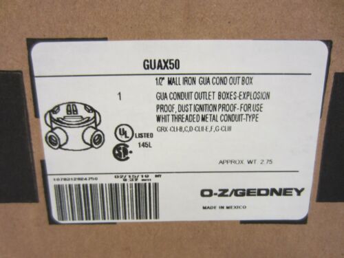 Details about   OZ/GEDNEY GUAX50  1/2" EXPLOSION PROOF TYPE GUA OUTLET BOX  GRX50  GUAX16 