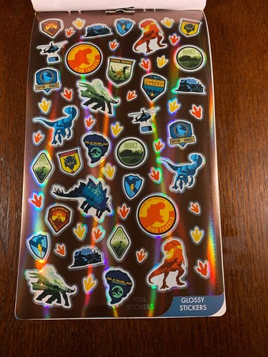 Novo mais de 150 Adesivos Jurassic Adesivo Livro Dinosaur World T Rex Velociraptor