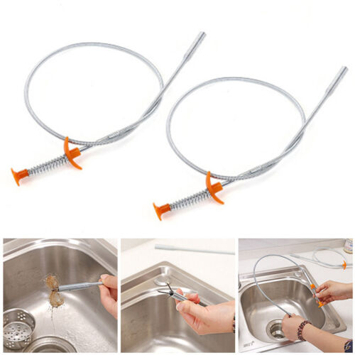 1/2pc Kitchen Sewer Dredging Device Tools Spring Pipe Sink Cleaning Hook 60/85cm 