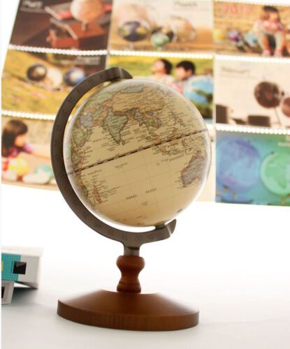 5.5/" Rotating Wood World Globe Educational Model Vintage Reference Atlases Map