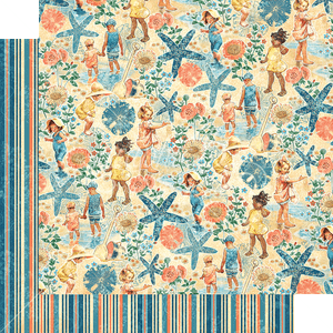 2 scrapbooking papers BEACH KIDS SAND Graphic45 SPLISH SPLASH 12x12 Dbl-Sided