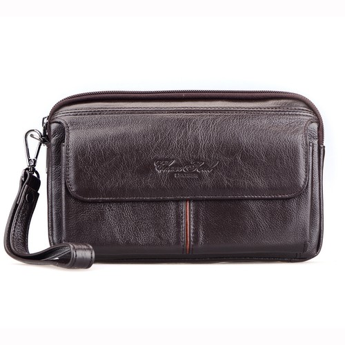 Men/'s Genuine Leather Handbag Small Tote Organizer Wallet Clutch Wrist Bag Purse
