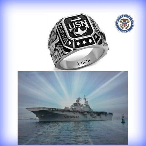 10 Details about   Stainless Steel 316L "United States Navy" Military Ring Jet Detail 