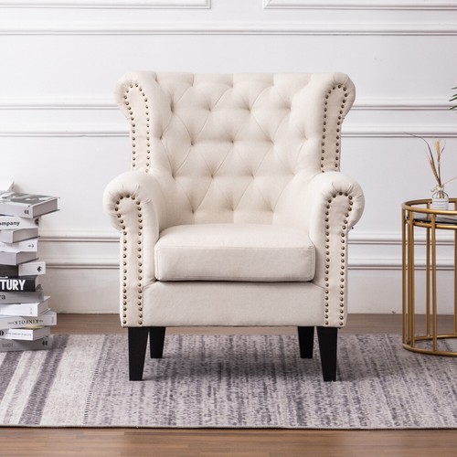 Orthopeadic Chesterfield Diamond Button Wing Rivet Armchair Sofa Fireside Chair