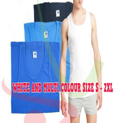 3 6 12 Mens 100/% Cotton Singlet Sleeveless Vests Tank Top SUMMER GYM CASUAL WEAR