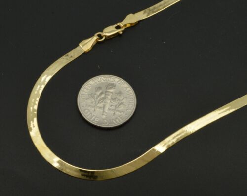 24" 10K Yellow Solid Gold High Polish Silk Herringbone Chain Necklace 3mm 16'' 
