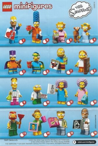 Simpson 2 serie 2-lista de comprobación compruebe Hoja lista de garrapata Lego Minifigura