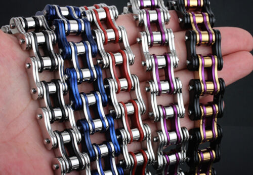 Colorful Fashion Mens Cool Stainless Steel Chain Link Bicycle Biker Bracelets 
