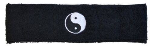 Stirnband Ying und Yang schwarz 6x21cm Schweißband für Sport Headband