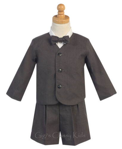 New Baby Toddler Light Blue Boys Suit Set Eton Shorts Wedding Easter Party G828