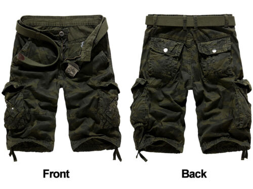 Men Cargo Shorts Military Combat Elasticated Waist Work Casual Pockets Half Pant 