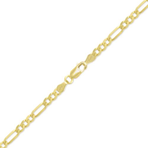 10K Yellow Gold Hollow Figaro Bracelet 4.5mm 7-9" Polished Chain Link Men Women 