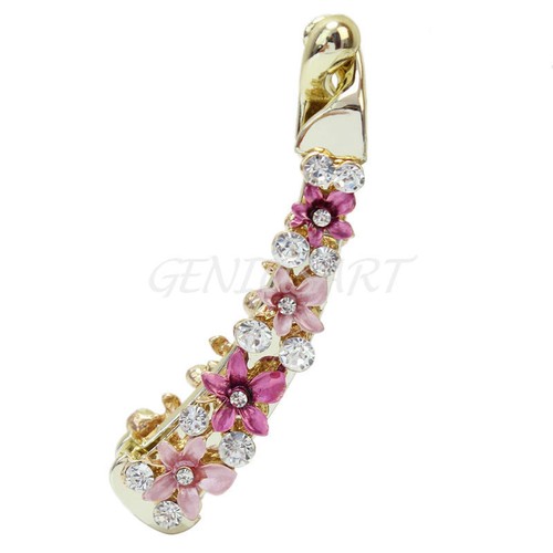Women Lady 4.33/" Rhinestone Crystal Flower Banana Hair Clip Ponytail Barrette