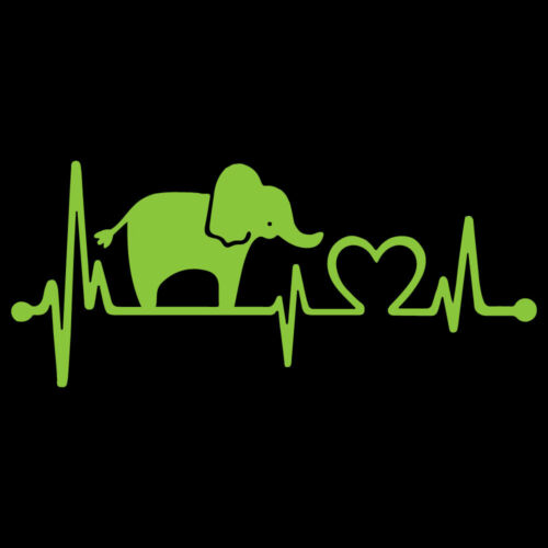 8" Heartbeat Elephant Love Autocollant Vinyle Autocollant Voiture Fenêtre Ordinateur Portable Animal Safari 