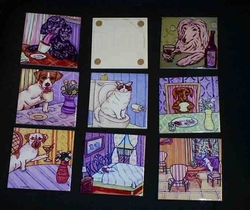 burmese cat sleeping art tile coaster gift modern artwork