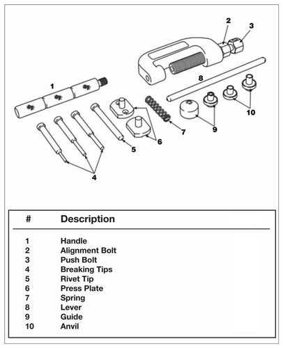 13pcs Motorcycle Bicycle Chain Cutter Rivet Tool Set Time Chain Detacher Tool