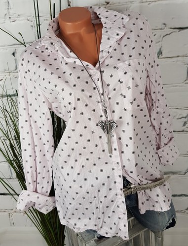 NEU /"LINDSAY/" STYLSCHE LANGARM BLUSE HEMD GESTREIFT BAUMWOLLE WEIS//ROSA L 38 40