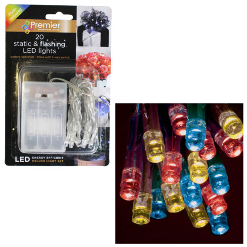 Blinkende LED Batterie Lichter Klar Kabel Farbauswahl Weihnachten 20 Statische 