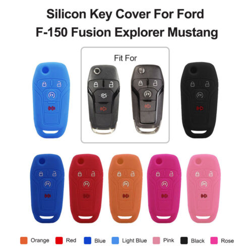 4 Buttons Silicone Key Cover Case Fob Kit For Ford F-150 Fusion Explorer Mustang