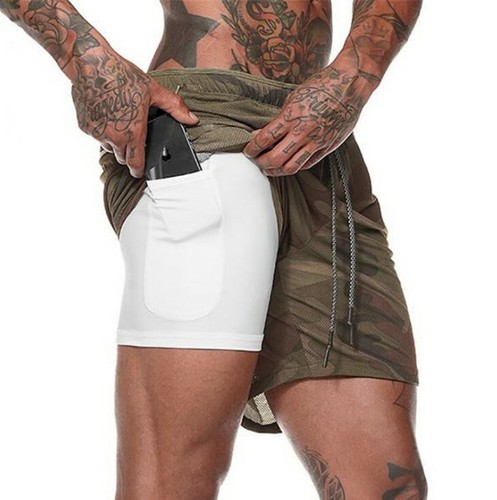 2n1 Mens Sports Gym Running Shorts Fitness Drawstring QuickDry With Pocket Pants