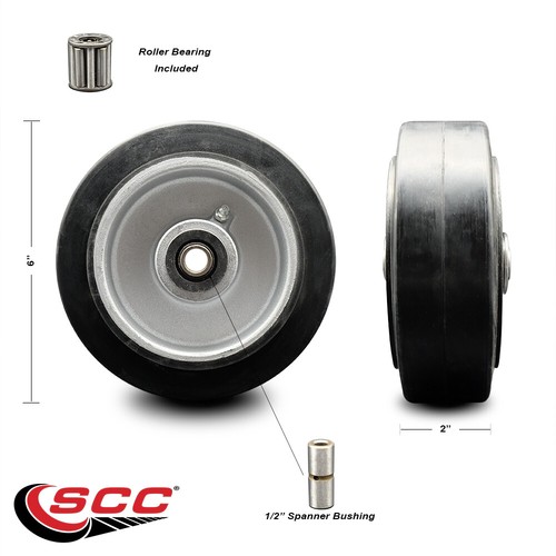 SCC 6/" Rubber on Aluminum Wheel Only w//Roller Bearing-1//2/" Bore-550 lbs Cpty