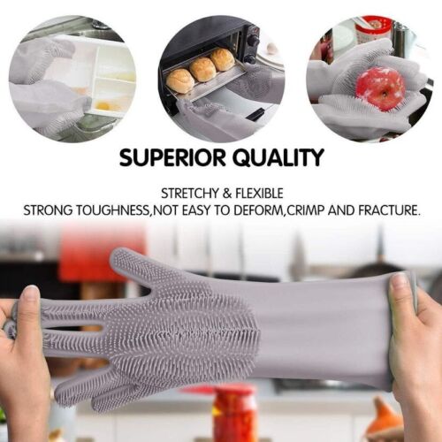 Magic Dish Washing Gloves Silicone Rubber Scrubber Cleaning Glovers 2in1 Igloo