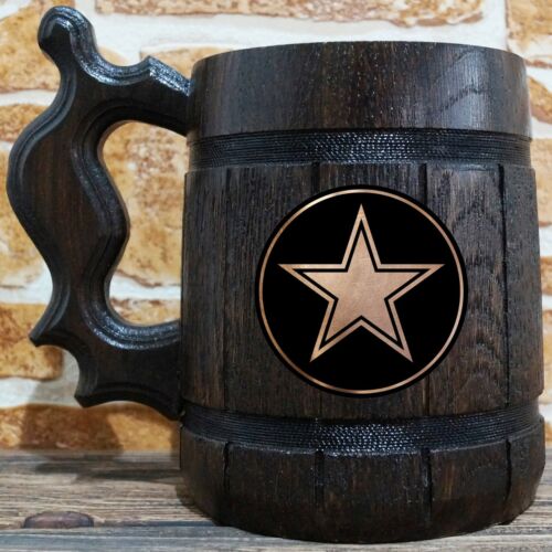 American Football Dallas Cowboys Wooden Beer Mug Custom Beer Gift for Fan 