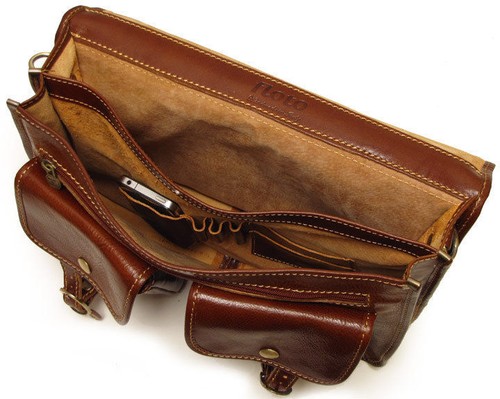 Floto Poste Messenger Bag Italian Leather Laptop Business Briefcase in Brown