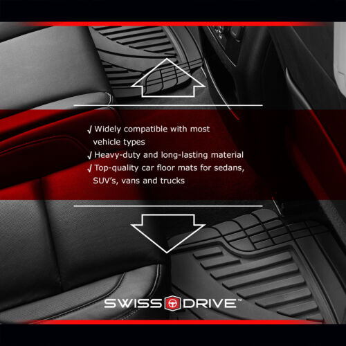 Swiss Drive Premium Heavy-Duty Car Floor Mats PVC TACTICAL BLACK 4 Pieces 