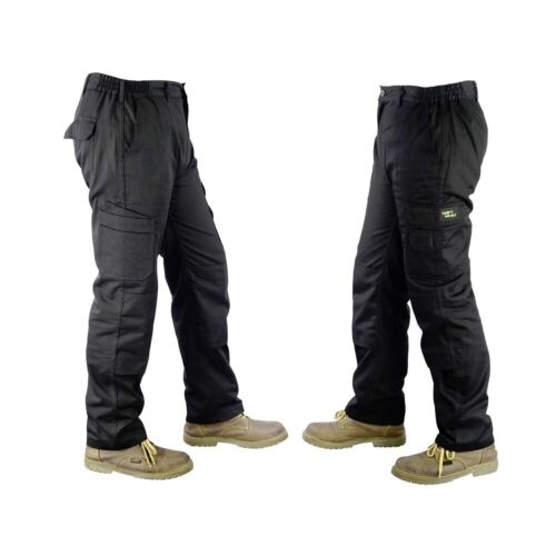 Homme Cargo Combat Pantalons de travail Pantalons Taille 30 To 48 Noir-Court Régulier Long 