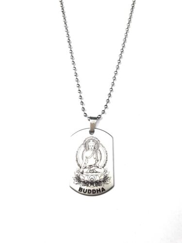 Buddha Gautama meditation tag Necklace Pendant With 22/" Inch Chain Free Ship