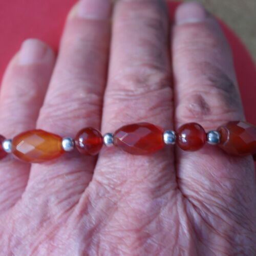Beautiful Bracelet With Faceted Carnelian 18 Grams 8/".5 Inches Long In Gift Box