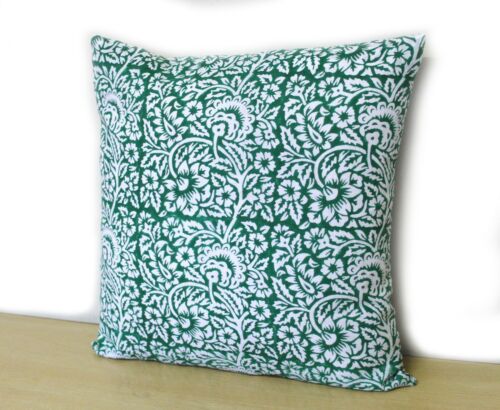 100/% Cotton Indian Handmade Sofa Square Cushion Cover 16X16/" Floral Print Set-2