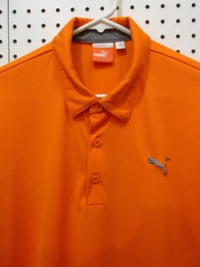 M-Puma-Golf-Polo-Shirt-Sz-Medium-EUC-Orange-Rickie-Fowler