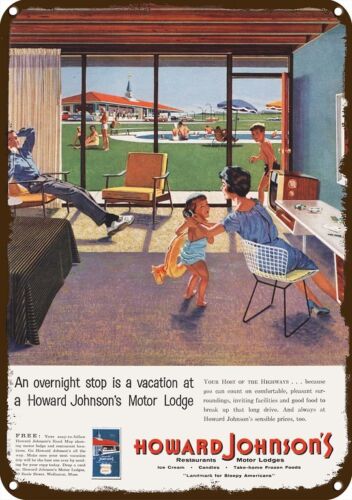 Hotel Vintage Look REPLICA METAL SIGN 1959 HOWARD JOHNSON'S Restaurant & Motel 