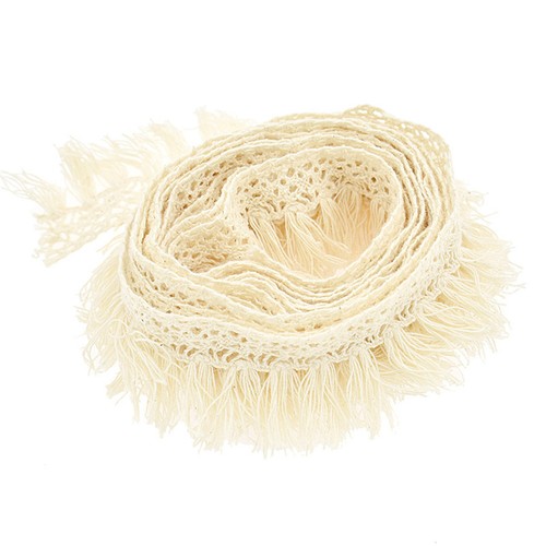 approx. 2.74 m Borla Encaje Costura Embellecimiento Trimmings Beige Decoración Flecos de algodón 3 YD